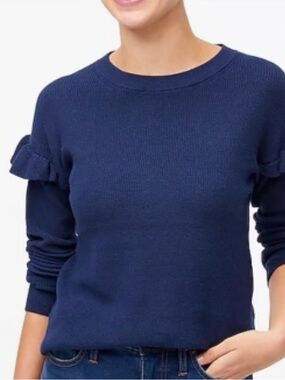 J crew dark blue sweater with puff sleeves. EUC, size medium